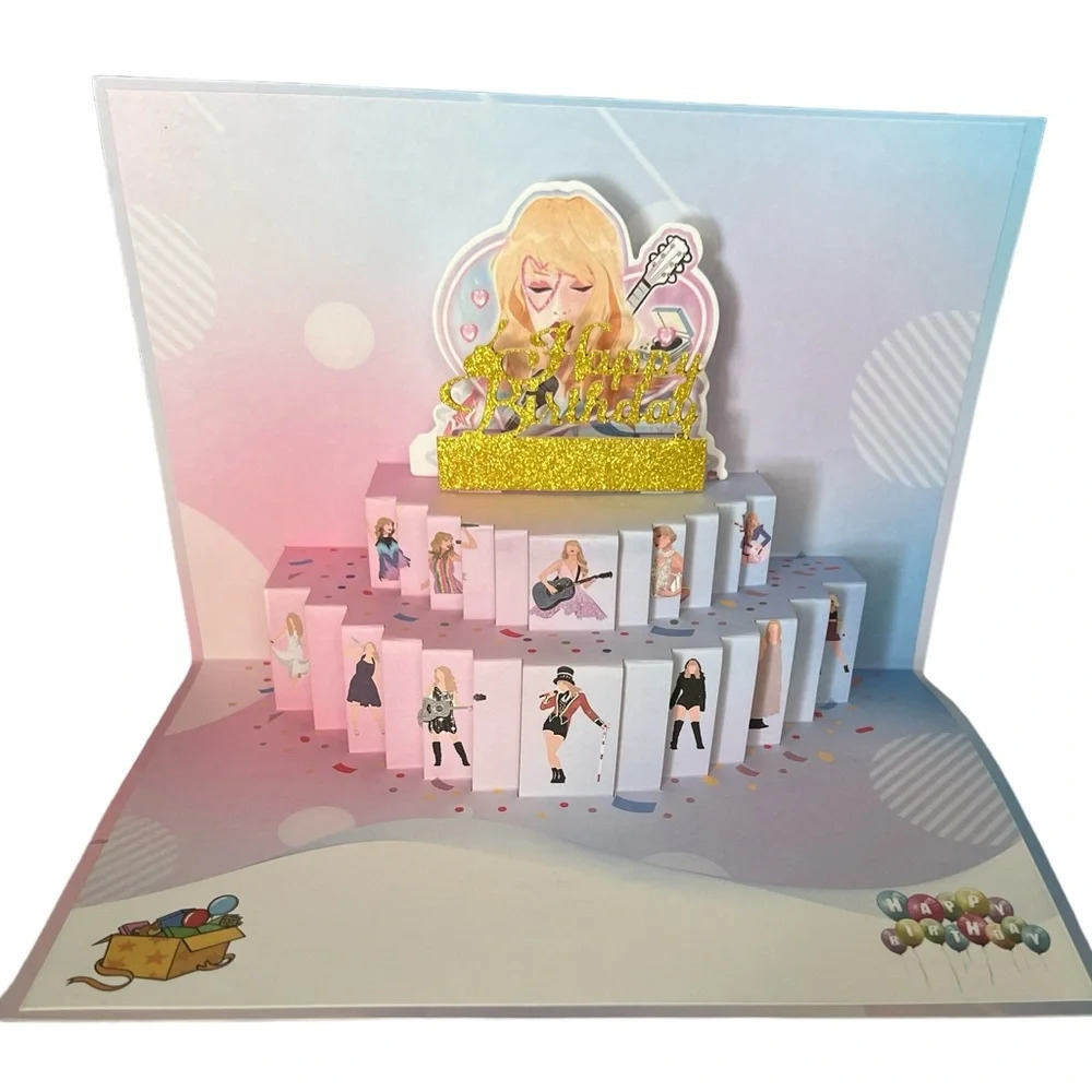 2-Taylor Swift Happy Birthday Card Swiftie Gift Eras Tour Pop Up 2 Card Set